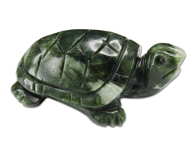 旅人の御守り天然石蛇紋岩サーペンティン亀手彫り縁起物オフィス置物