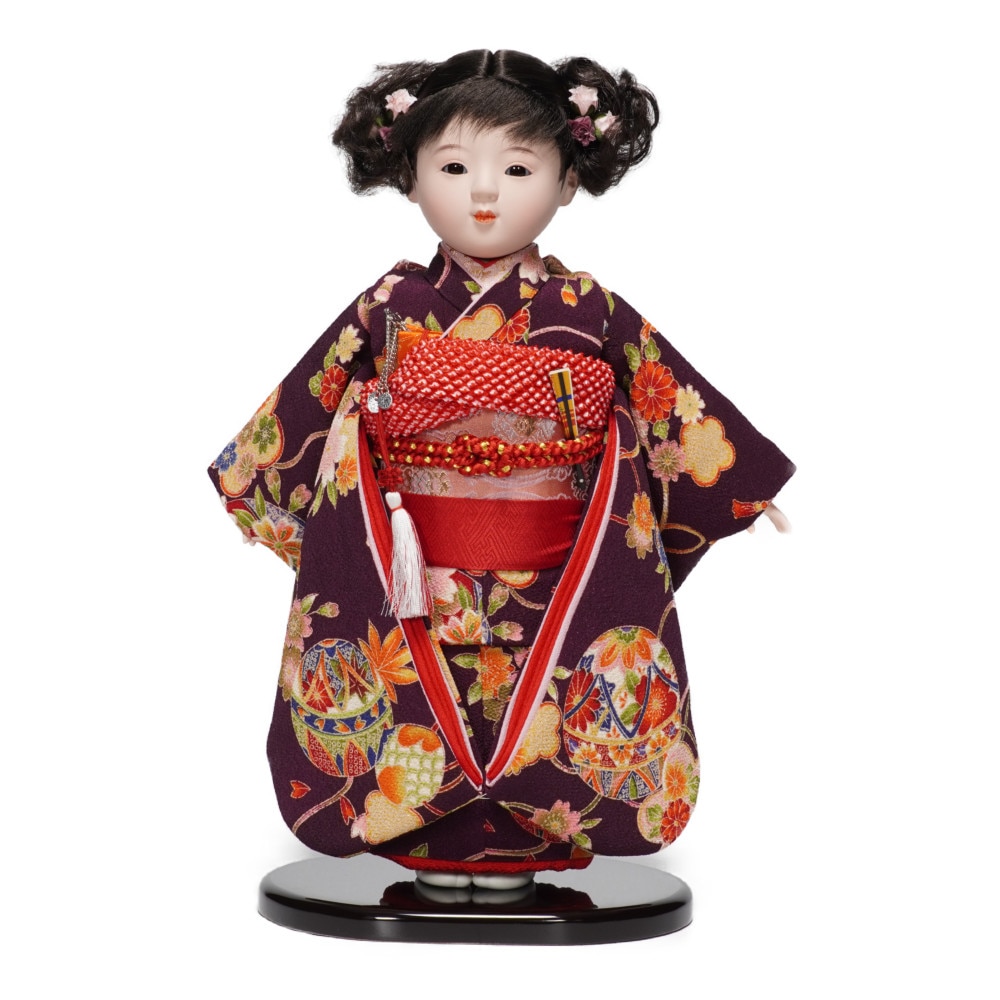 市松人形】10号 友禅(紫) 桜に鞠〈小出松寿作〉[223-026] ｜雛人形・五