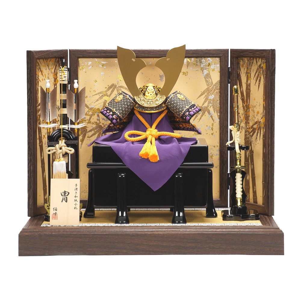 五月人形】10号 和紙小札印伝 山吹糸威 兜飾り〈伯峰作〉 ｜雛人形・五