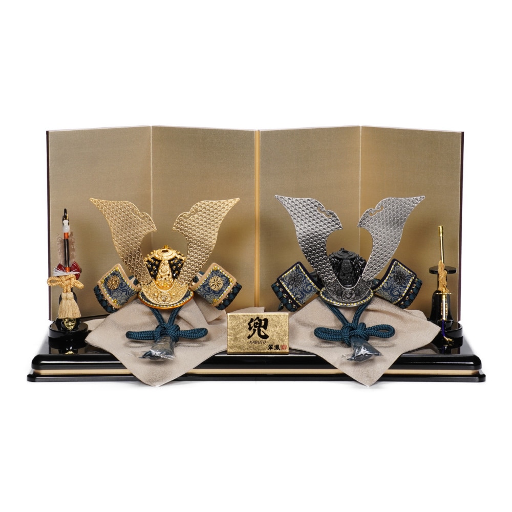 五月人形】8号 永遠之兜 ベージュ×マットブラック 兜双子飾り〈翠鳳作