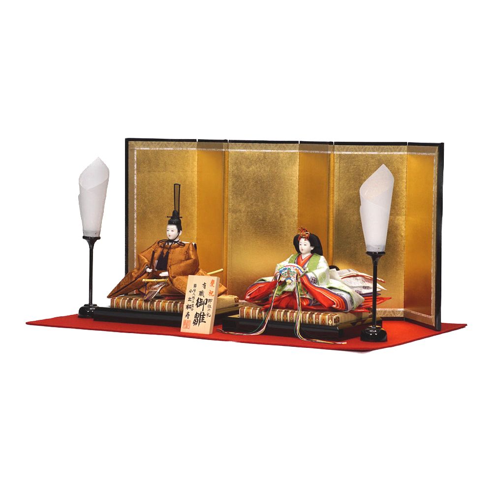 雛人形】京十番 黄櫨染 桐竹鳳凰文様 令和即位の礼 親王飾り | 小出