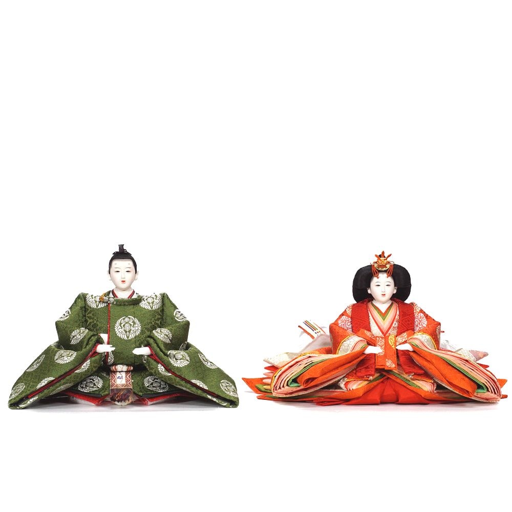 雛人形】京十番 平安 小葵地松喰鶴丸文様 五人揃い二段飾り | 小出松寿