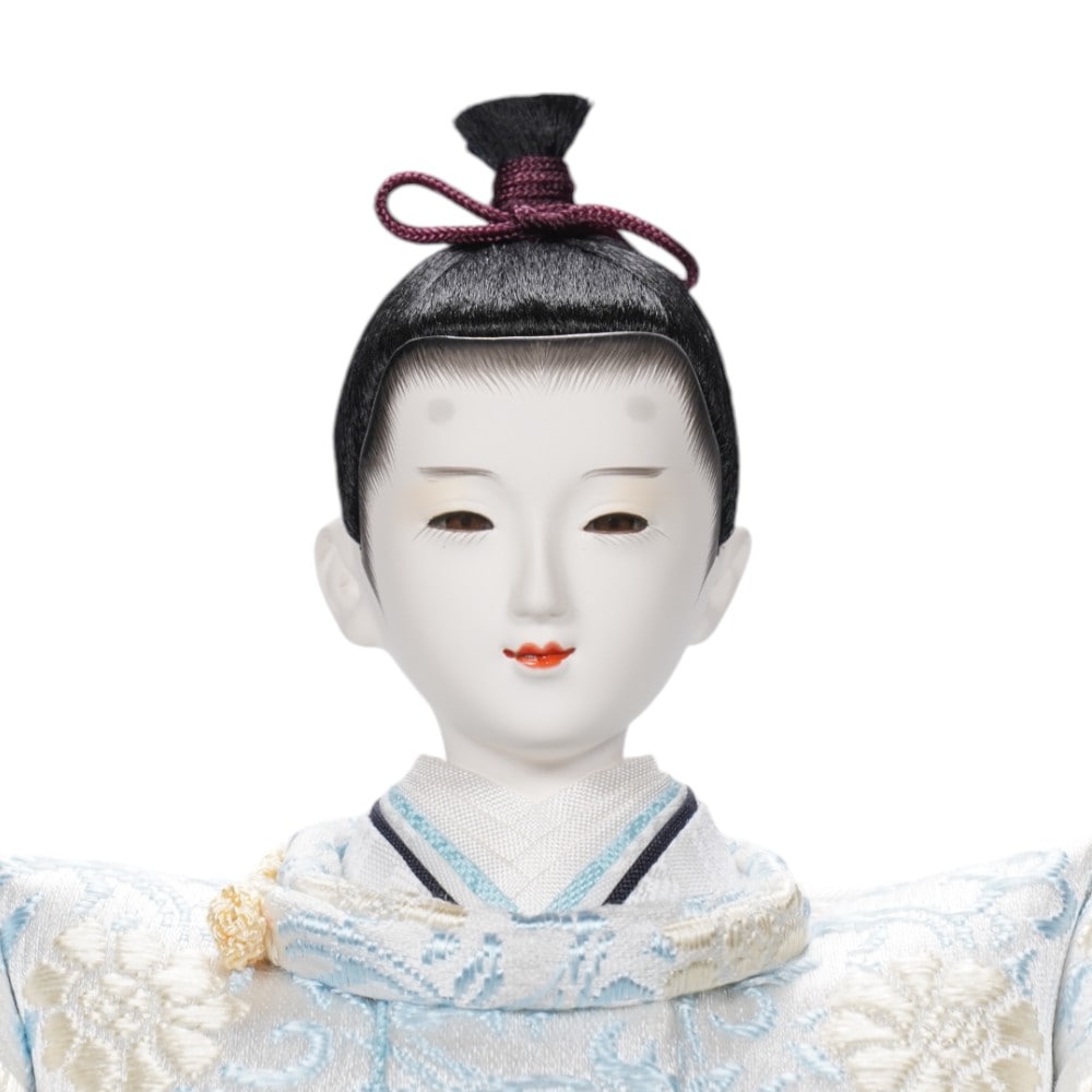 雛人形】京十一番 高雄 牡丹唐草文様(水色×藤) 親王揃い収納飾り | 小