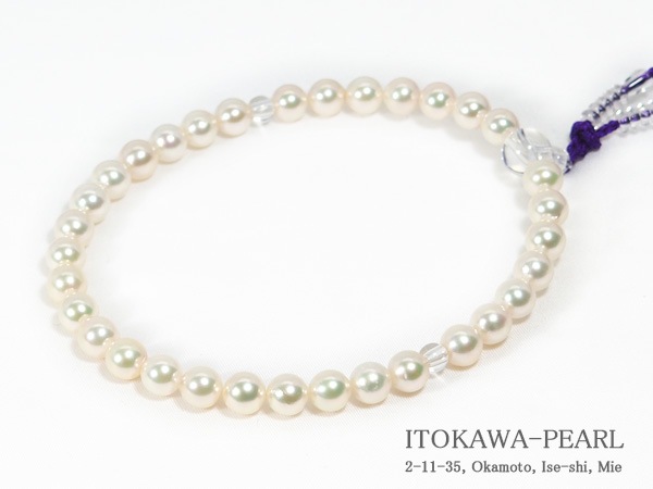あこや真珠念珠（数珠）＜7.5～8mm＞正絹（紫） J-498 | 念珠（数珠