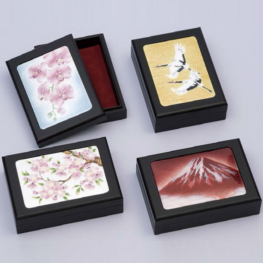 七宝焼き 小物・はがき入れ 赤富士 | 小物入れ | 伝統工芸品・和風記念