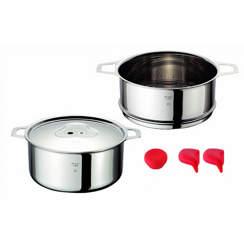 22cm両手鍋＆蒸し器セット／IH専用 | アウトレット | K+dep/ケデップ