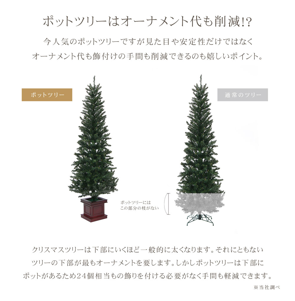 簡単組立式】ウッドベーススリムツリー ツリー単品 120cm 150cm 180cm