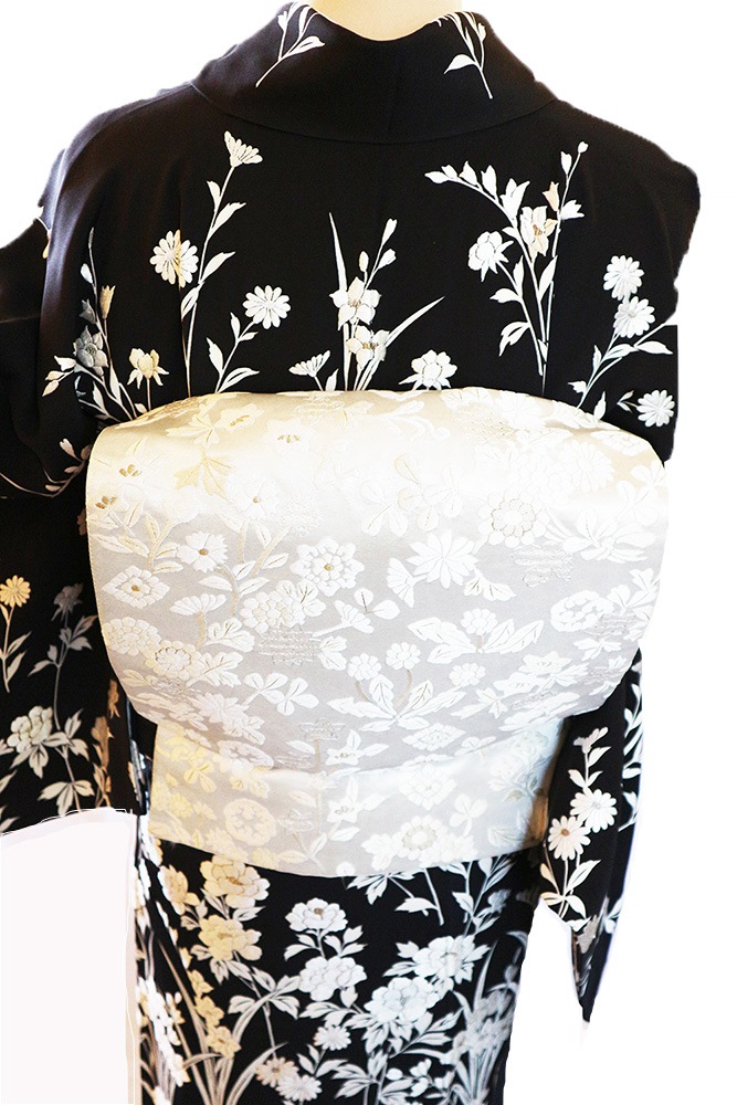 正絹訪問着 レンタルフルセット「総柄刺繍 ぼかしに四季の花