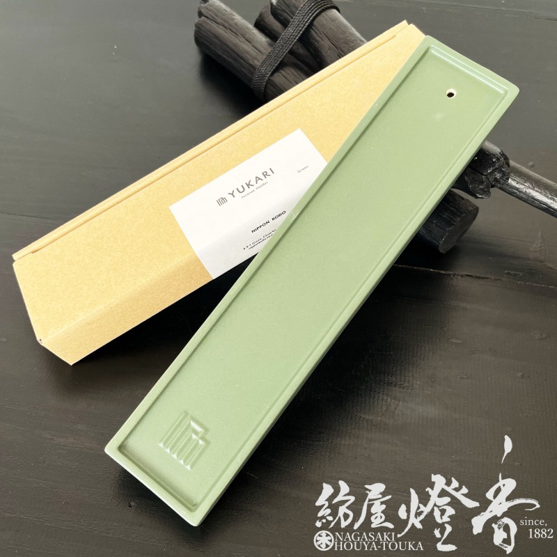 長香皿/香立『インセンスホルダー【YUKARI～縁～/グリーン】紙箱[瀬戸