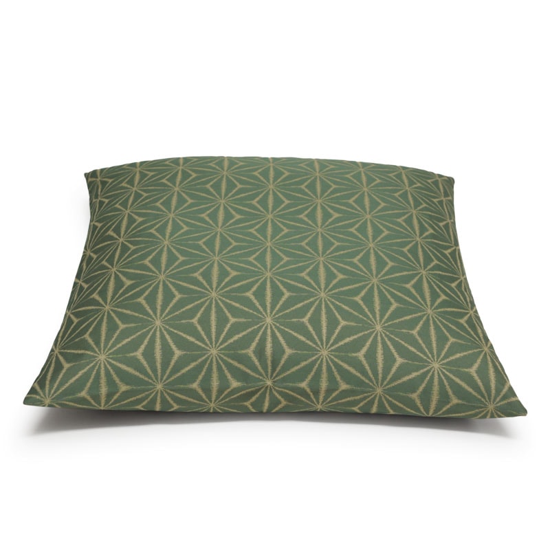 座布団カバー 先染め織物『麻の葉』 緑色（みどりいろ） | 座布団