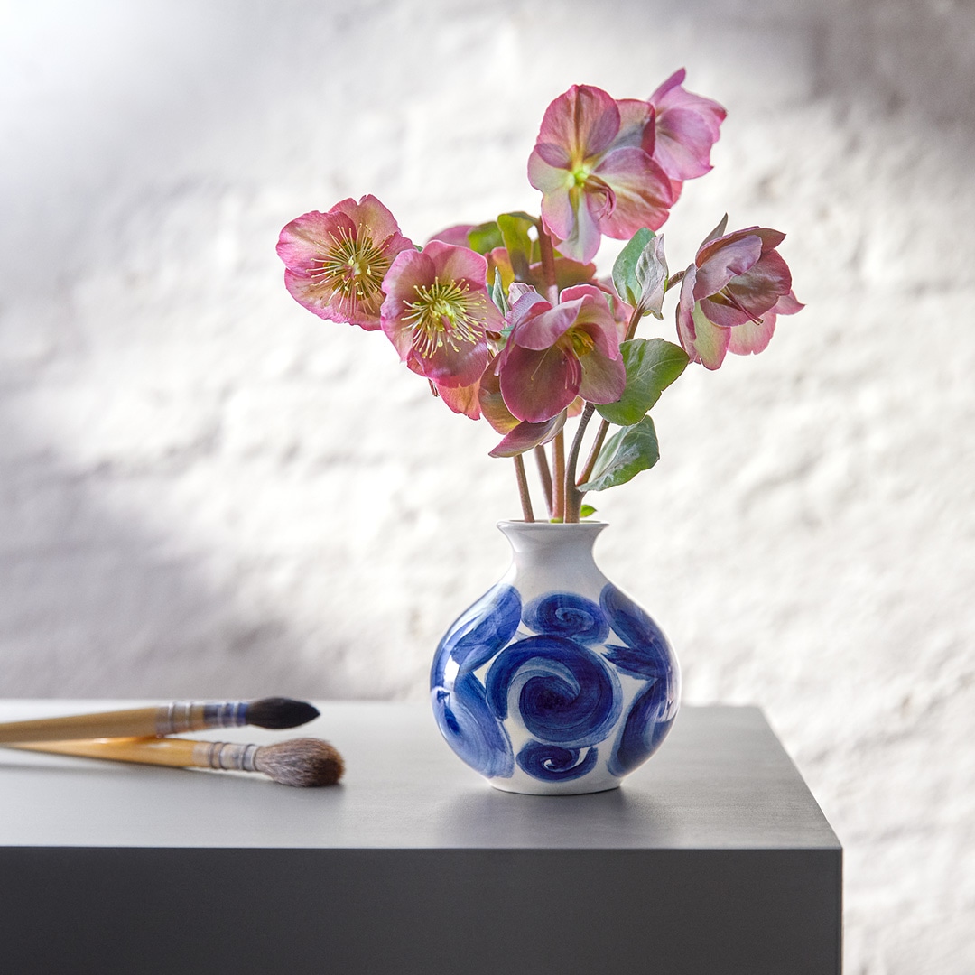 KAHLER (ケーラー) Tulle Vase H10.5cm ブルー 北欧デザイン