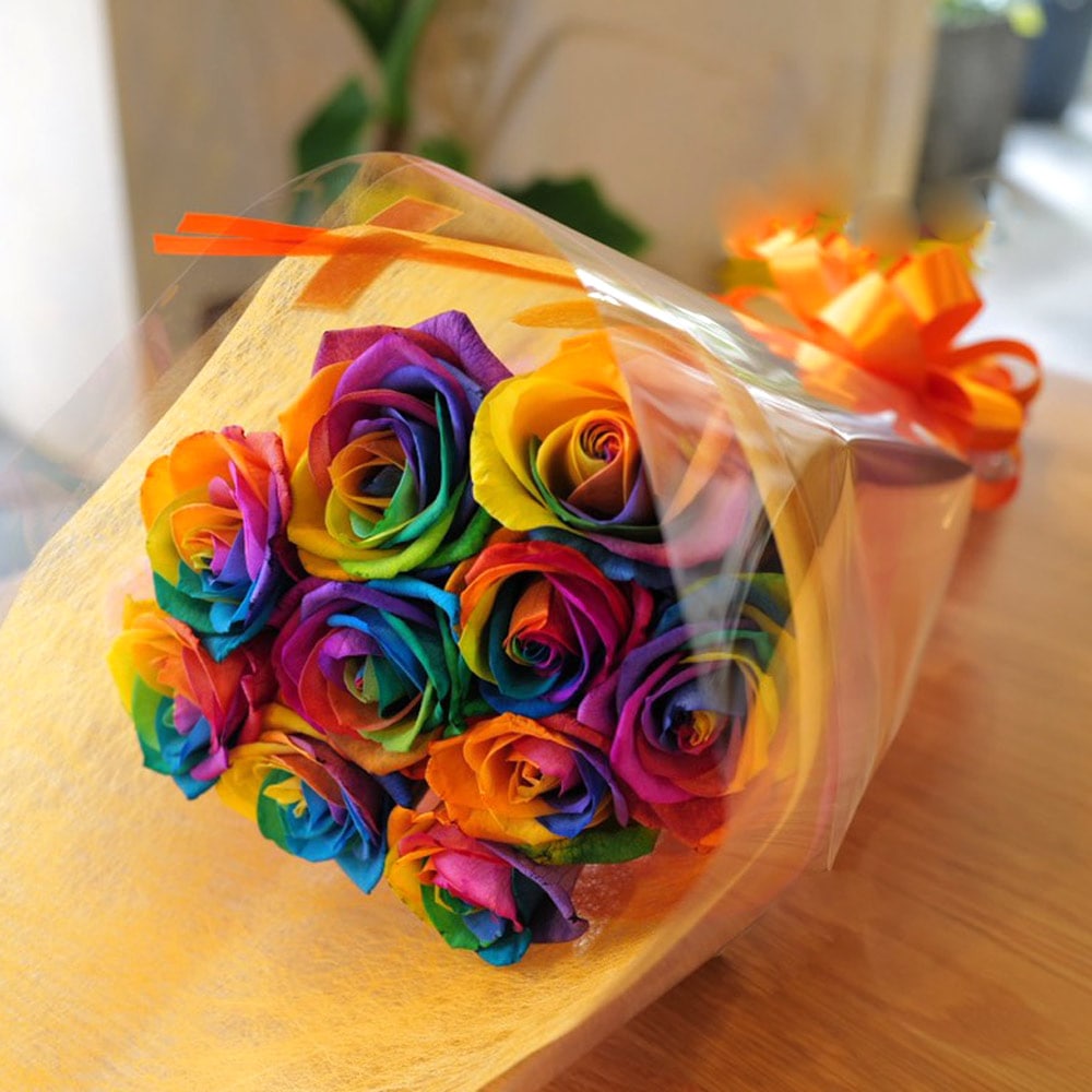 レインボーローズ 10本の花束 | バラ・生花,レインボーローズ,花束