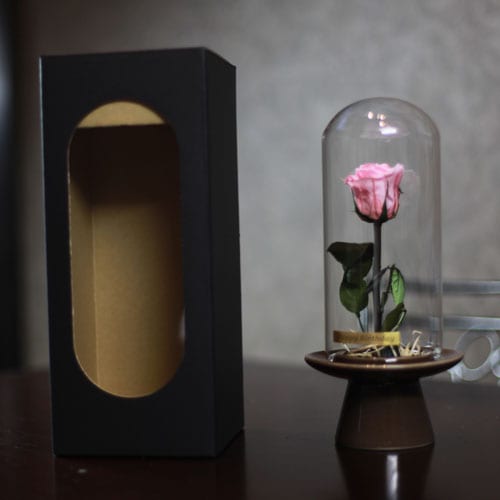 ピンクローズ プリザーブドフラワー ガラスドーム | プリザーブド