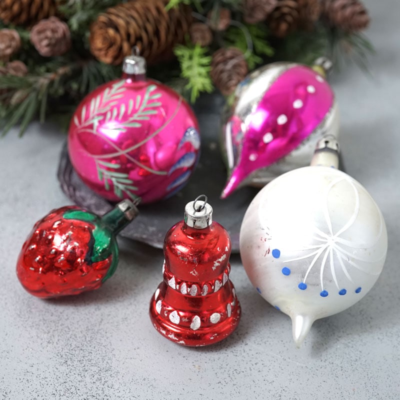 アンティーク クリスマスオーナメント 吹きガラス アソートセットL gx