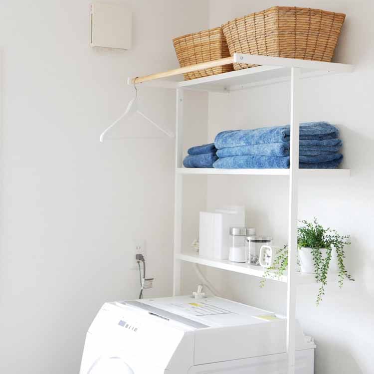 立て掛けランドリーシェルフ タワー ホワイト｜洗濯・ランドリー用品