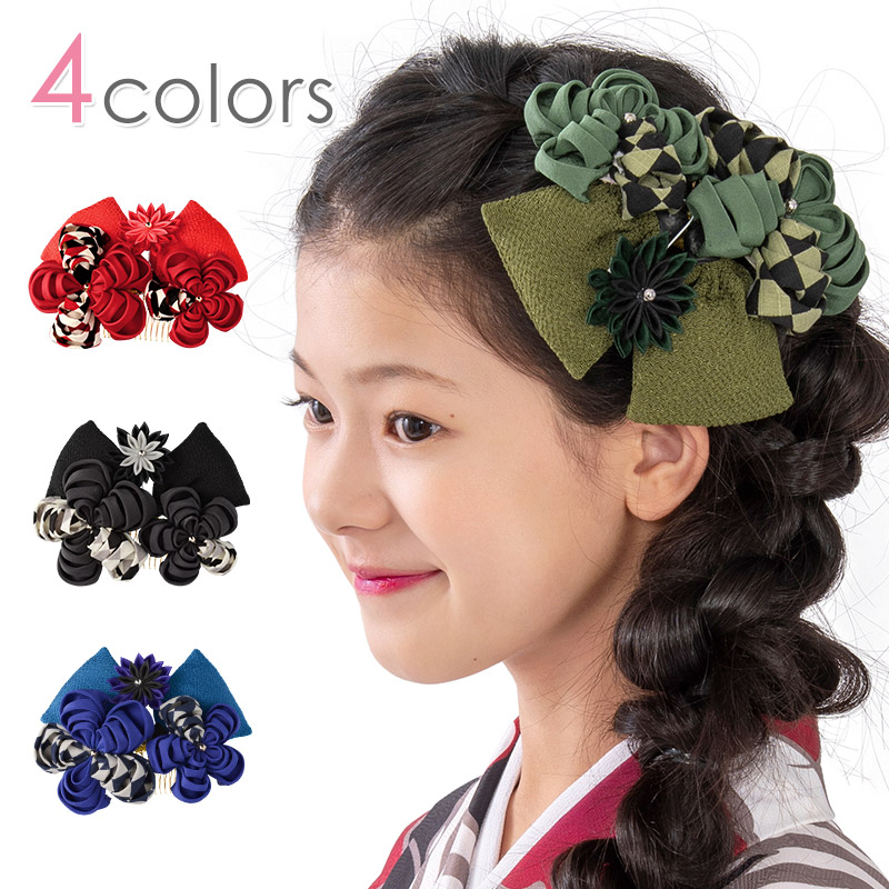 半額以下 最終値引き】髪飾り ちりめん つまみ細工 コーム かさね梅