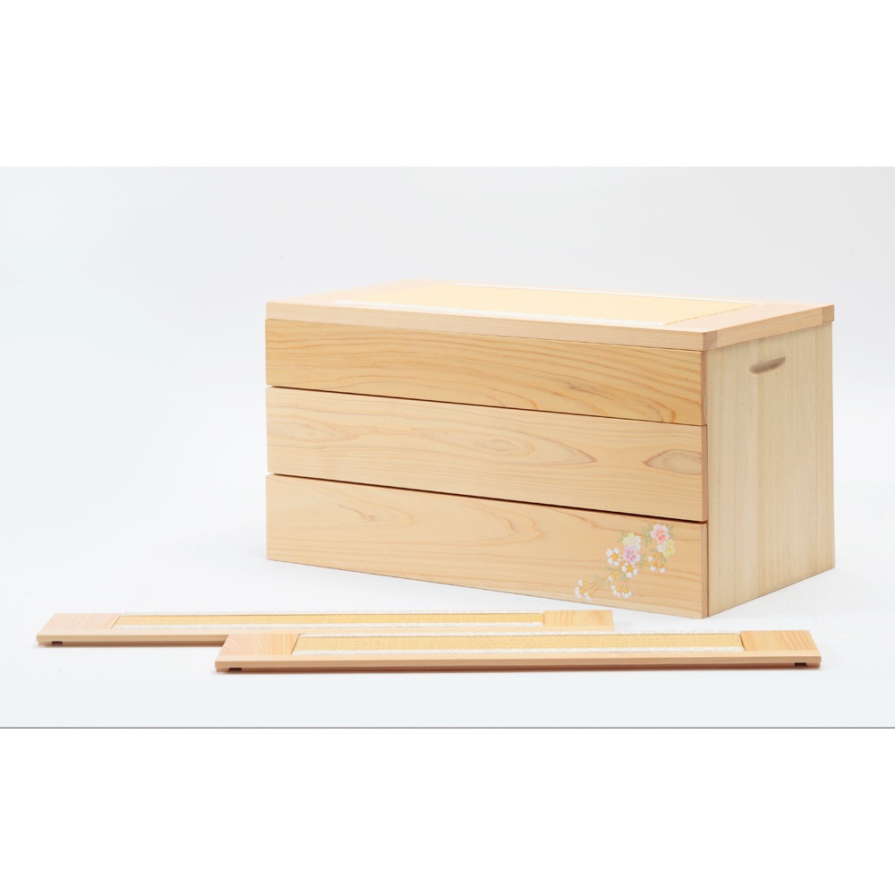 収納三段 親王官女飾り 銘木シリーズ 檜 引き出し式 4HR-N51-Z
