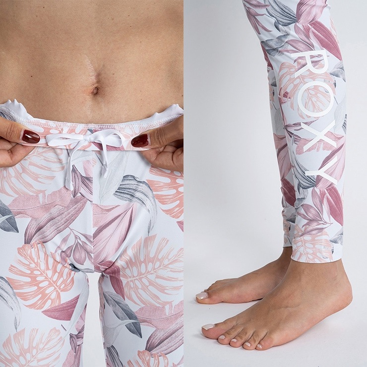 アウトレット ROXY ロキシー MERMAID 総柄 リーフ プリント レギンス