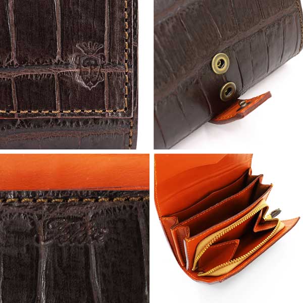 セール】フェリージ 財布 クロコダイル型押し エンボスレザー コロコロ
