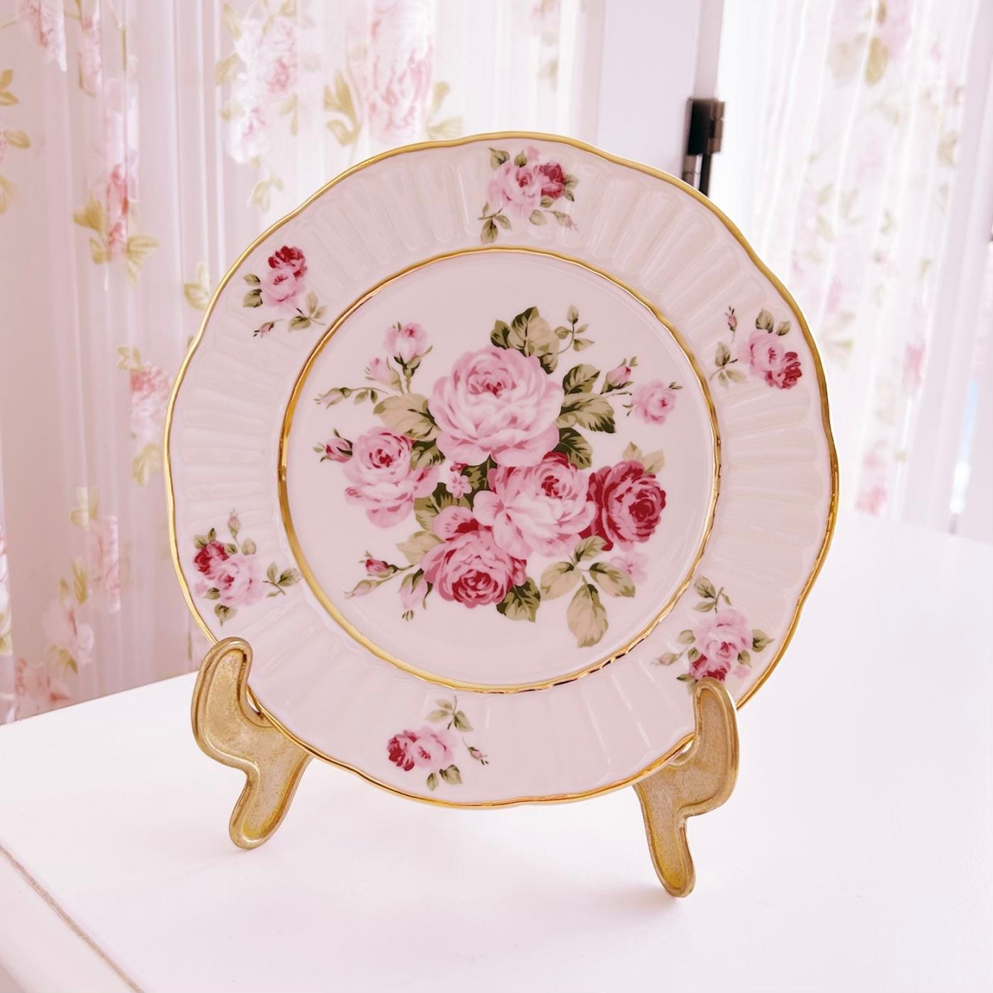 ケーキプレート アニバーサリーローズ 日本製 【薔薇雑貨 ローズ雑貨