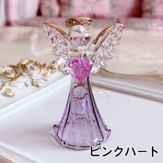 エンゼルベル 【薔薇雑貨 天使 エンジェル ガラス細工 置物 クリスマス