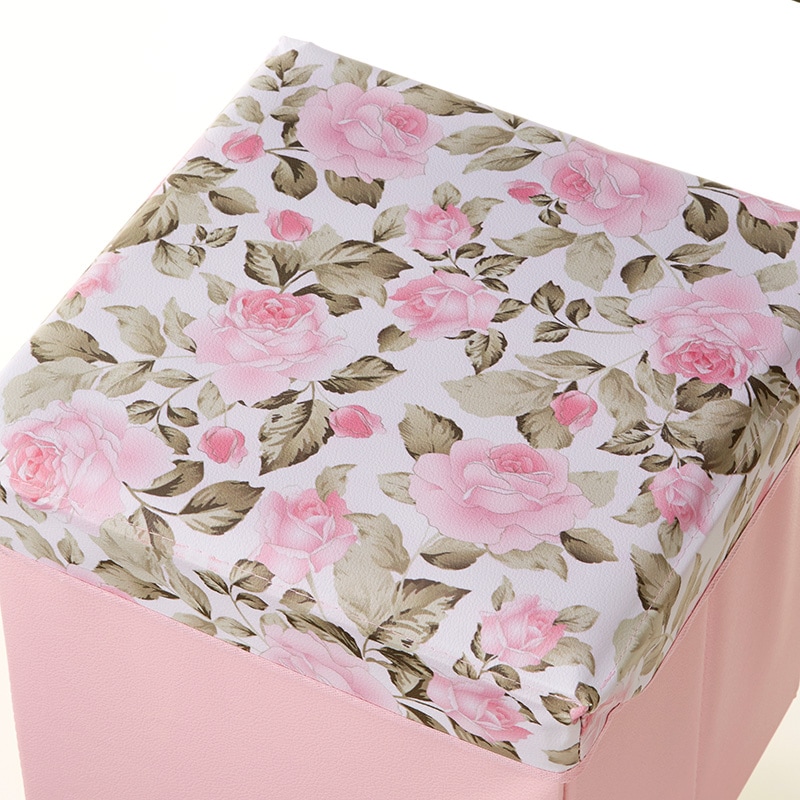 PVC収納スツール スクエア（正方形）【薔薇雑貨 花柄 収納ボックス