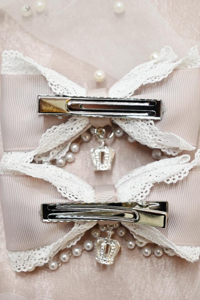 Princess Melody】クラウン×ハートレースりぼんクリップ 2個SET