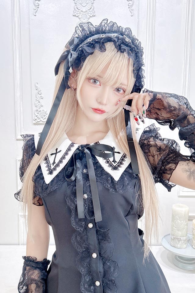 2点SET】クロス刺繍アーム付きセットアップ - ブラック size-F | 地雷