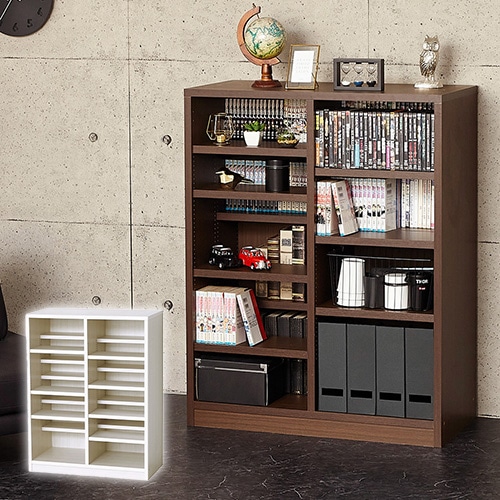 本棚 幅90×奥行43×高さ115cm ブックシェルフ カラーボックス 木目調