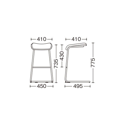 オカムラ L125 ハイスツール ホワイトフレーム インターロック生地