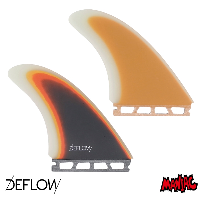 DEFLOW サーフボードフィン オレンジ グレー DEFLOW サーフボード