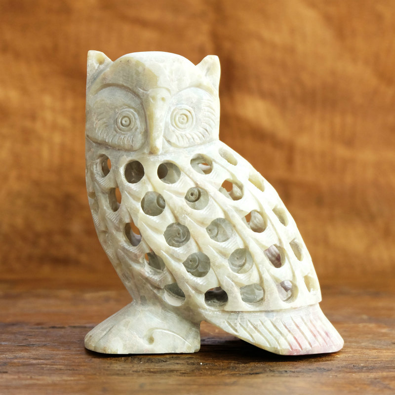 ソープストーン入れ子透かし彫りふくろう｜マライカ公式通販