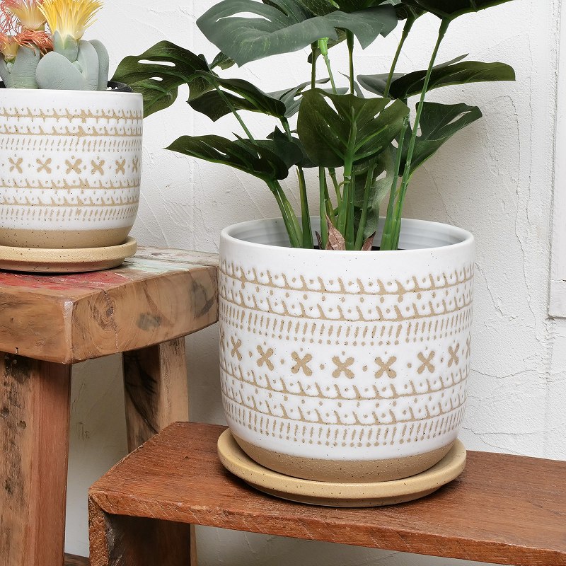 幾何学セラミックプランター L 植木鉢｜マライカ公式通販