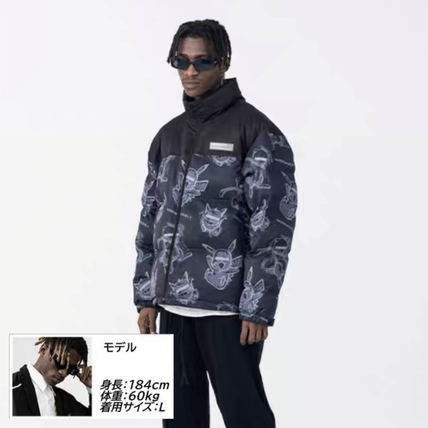 HARSH AND CRUEL ポケモンプリント バイカラー ダウンジャケット