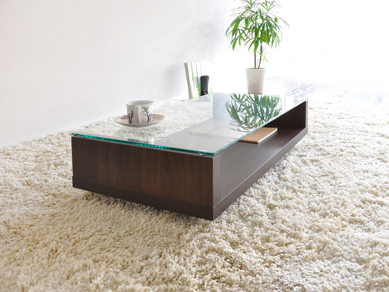 ガラス天板のシンプルモダンなセンターテーブル｜幅90cm | インテリア