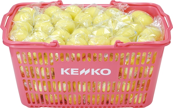 公認球】ケンコーソフトテニスボールかご入りセット黄10ダース入り