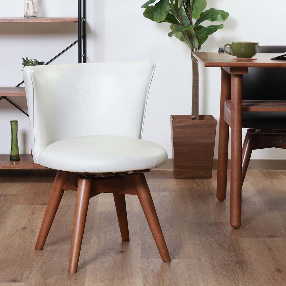 不二貿易 回転式 ダイニングチェア クラム PVC ホワイト 88934 | 家具