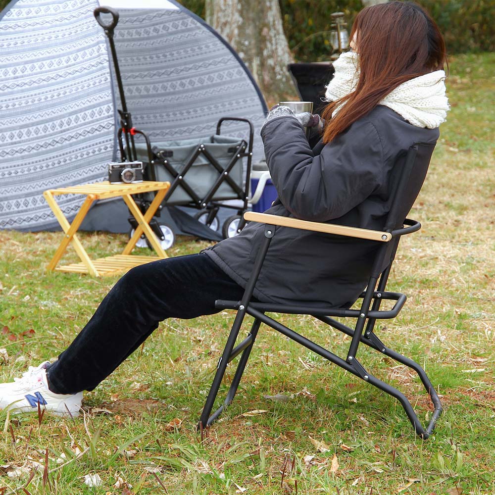 不二貿易 木製アームレスト 折りたたみチェア ローバーチェア ロー