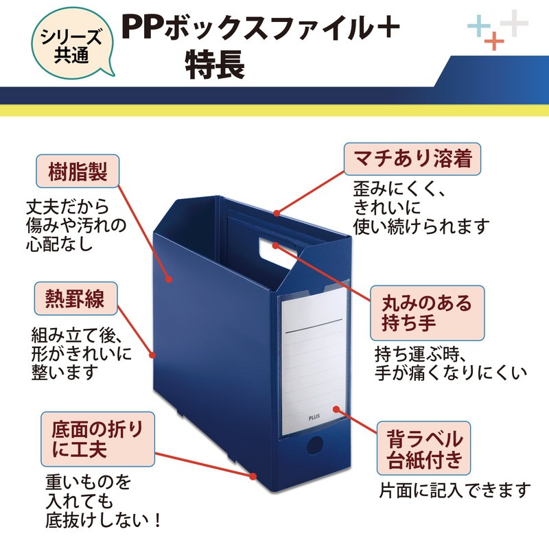 プラス(PLUS) ファイルボックス A4 PPボックスファイル+ ネイビー FL