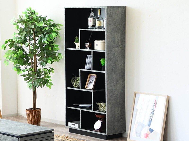 本棚 フリーボード 完成品 おしゃれ 石目調 大理石柄 ジグザグ