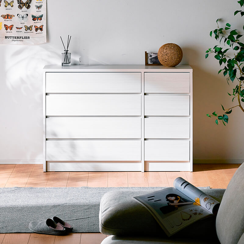 大川家具】ローチェスト 120cm幅4段 ヴィルゴ ナチュラル/ブラウン