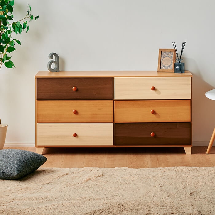 大川家具】チェスト 120cm幅3段 マローネ 桐 [中村敬木工] ナチュラル