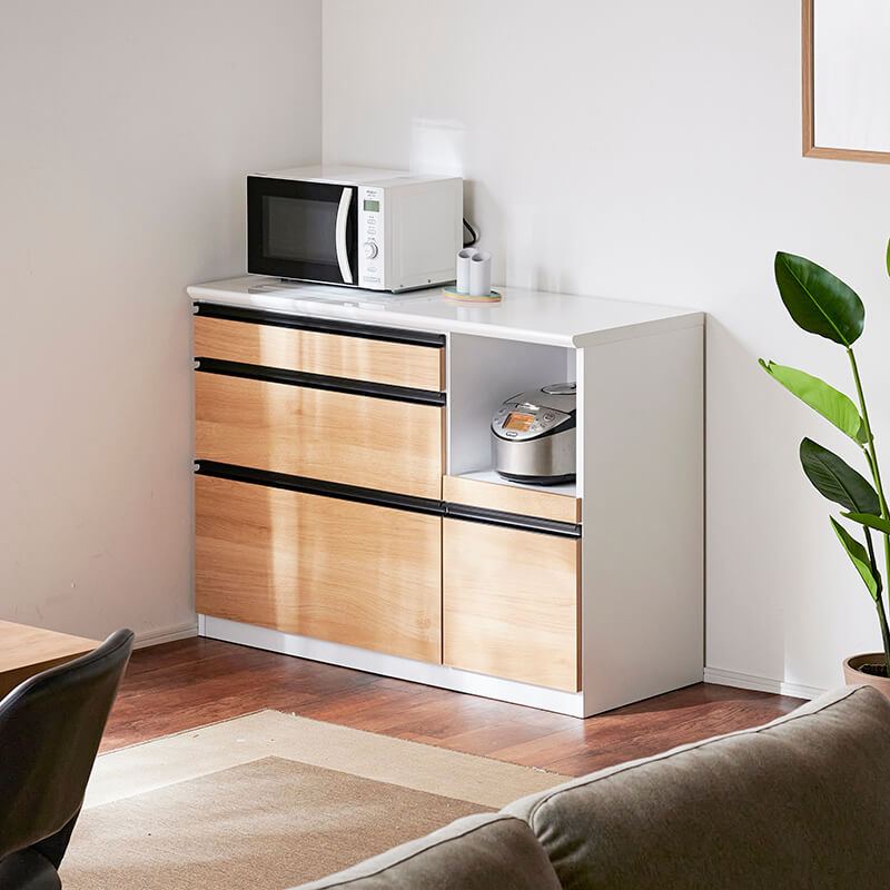 大川家具】カウンターボード 120cm幅 リーベ ナチュラル/ブラウン