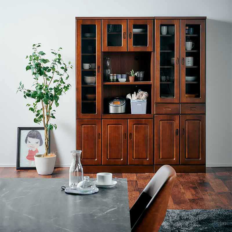 大川家具】キッチンラック 90cm幅 セレイア ブラウン/ホワイト[中村敬