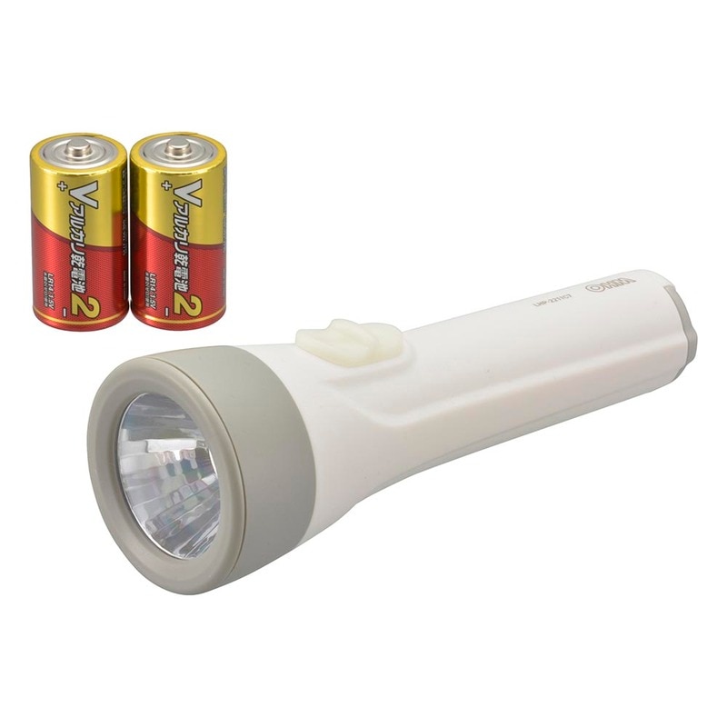 LED懐中ライト 単2形乾電池×2本付き 110ルーメン｜LHP-2211C7 08-0923