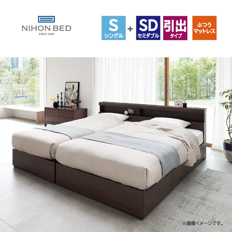 日本ベッド】ツインベッドセット(引出しタイプ) セラーズシェルフADR＋