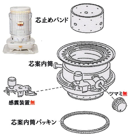コロナ【部品】対流型石油ストーブSL-5119用部品【芯案内筒/芯止め