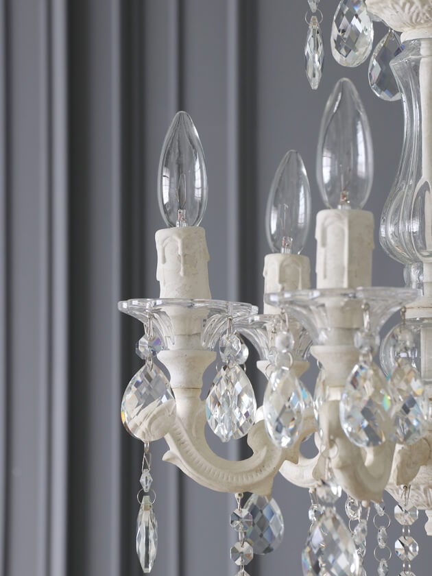 SGDシャンデリア6灯シャビーホワイト- サラグレース-