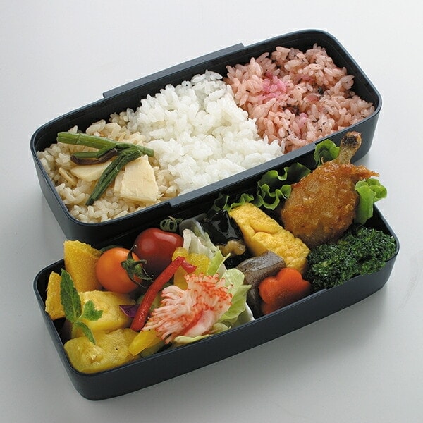 松花堂タイトランチボックス 2段/900mlモダン＋ BK／POW5S_4973307121951