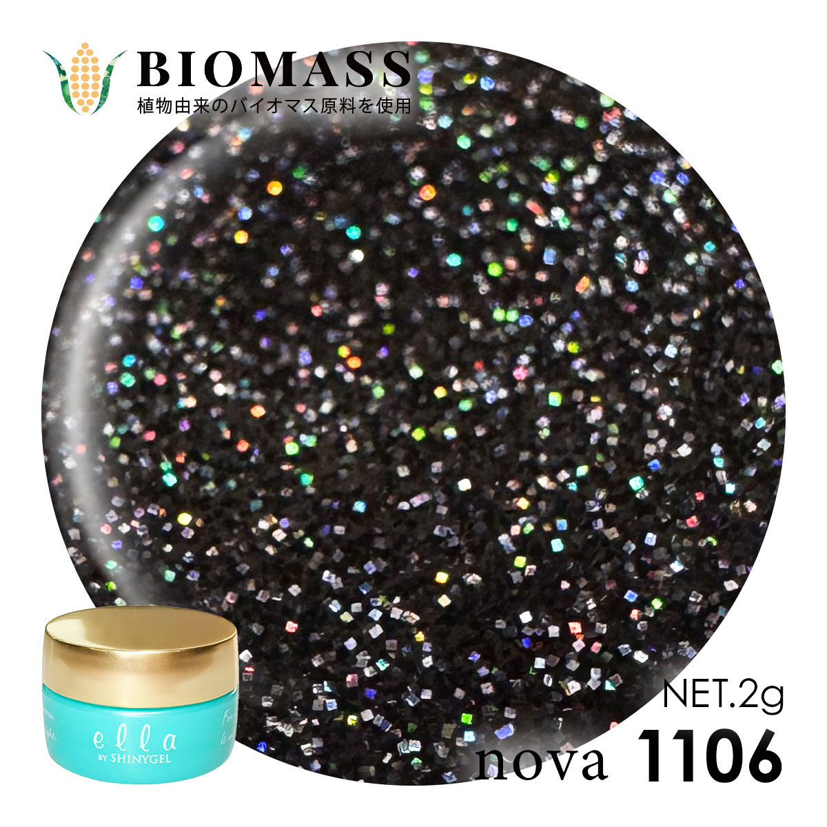 エラバイシャイニージェル 1106 フラッシュブラック 2g カラージェル